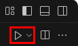 Capture d’écran du bouton Exécuter dans Visual Studio Code sur macOS.