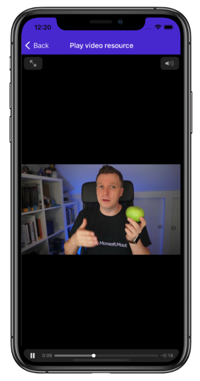 Capture d’écran de la lecture vidéo sur iOS.