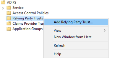 AD FS Management in Windows Explorer menu.