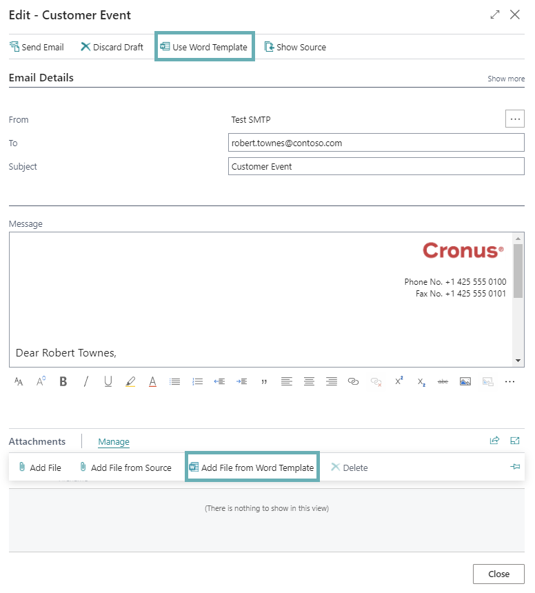 Options d’utilisation du contenu d’un modèle Word dans un e-mail