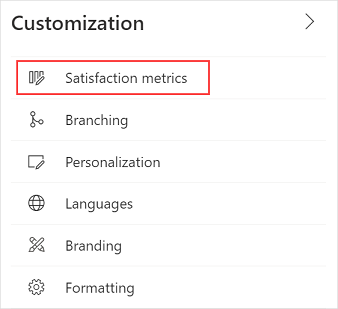 Option de menu Mesures de satisfaction.