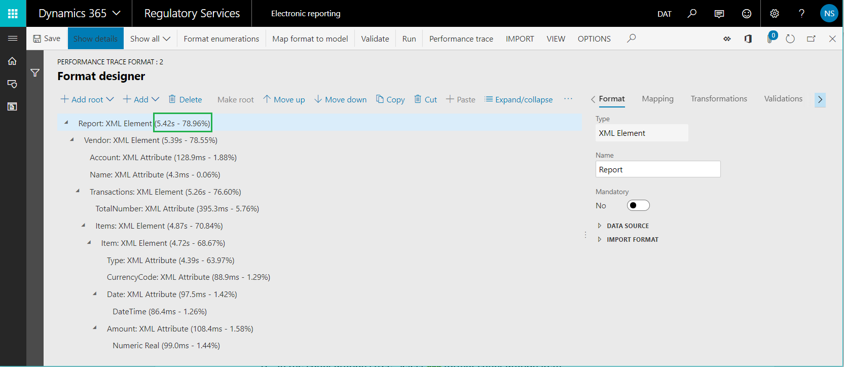 Page Concepteur de formats dans RCS.