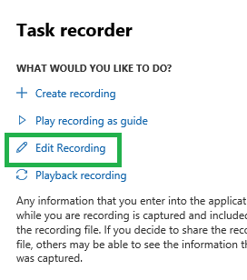 Edit recording option.