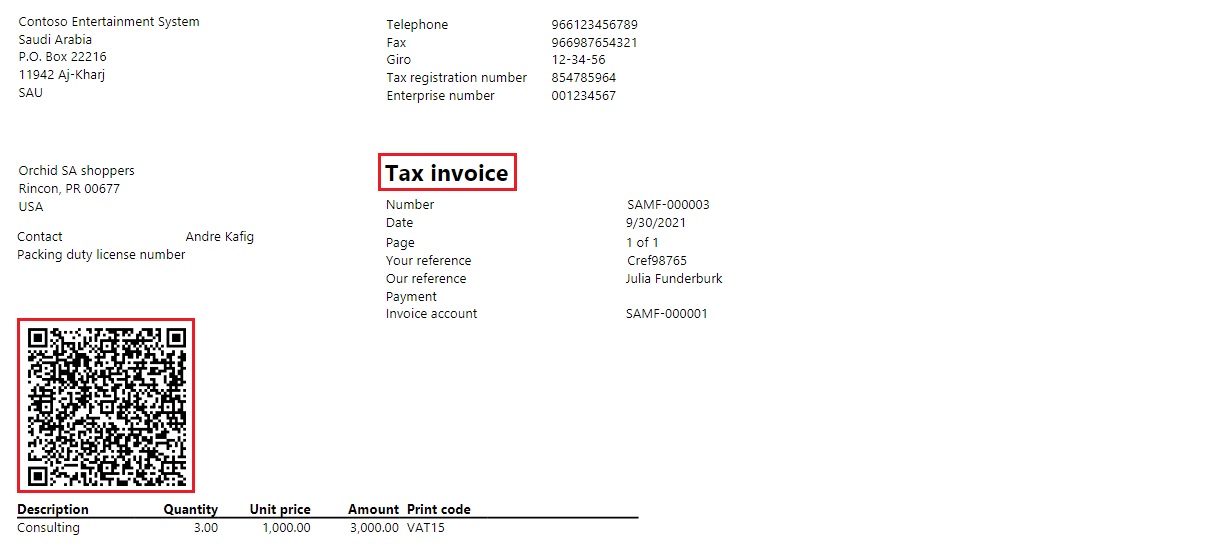 Invoice printout