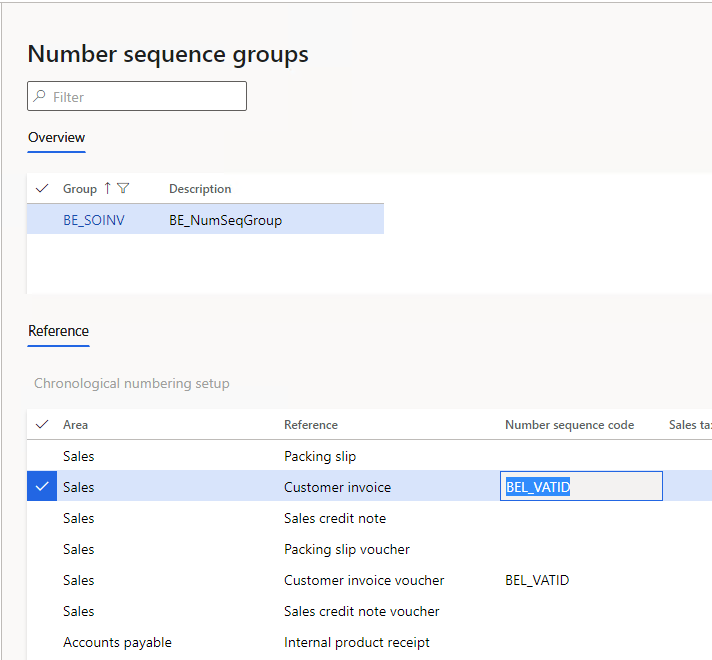 Codes de souche de numéro sur la page Groupes de souches de numéros.