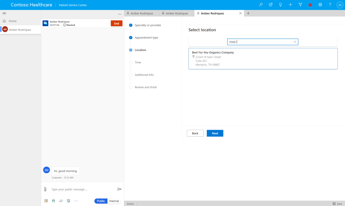 Sélection d’un emplacement dans l’assistant de planification.