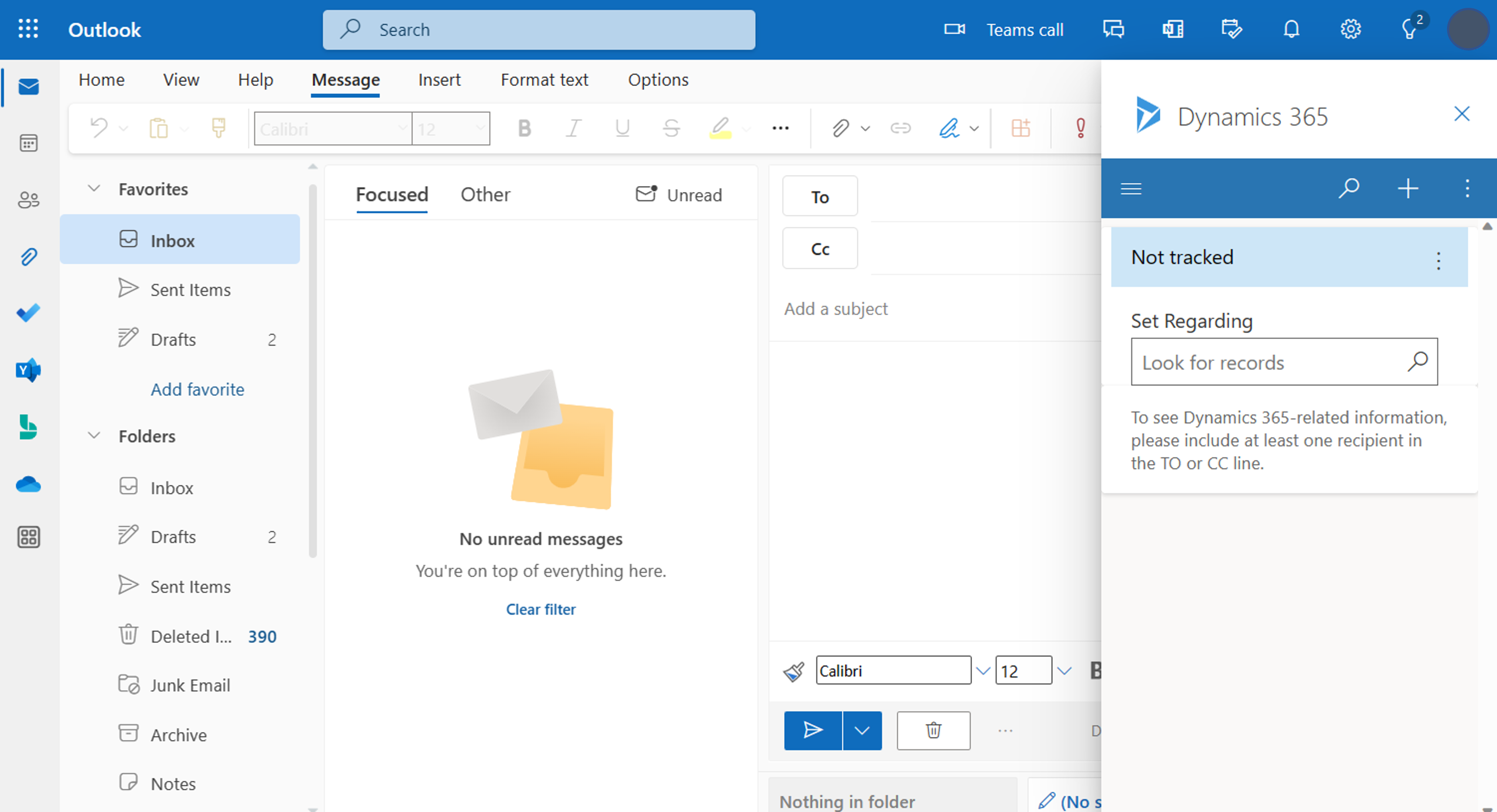 Capture d’écran montrant la boîte de dialogue pour définir le suivi de Dynamics 365.