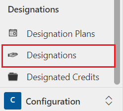 Travaillez sur les désignations dans la zone Configuration.