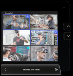 Capture d’écran montrant des photos sélectionnées à partir de la pellicule HoloLens