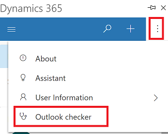 Vérificateur Outlook dans la barre de commandes.