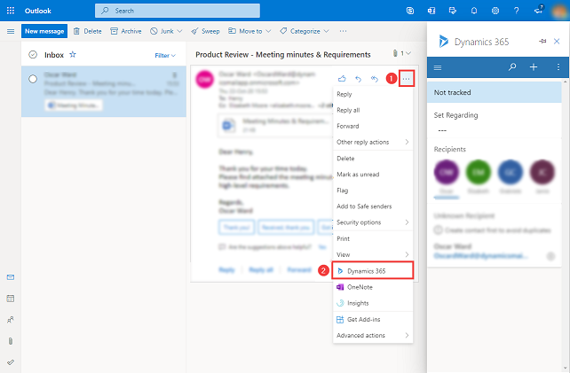 Ouvrir le volet App for Outlook dans Outlook Web Access.