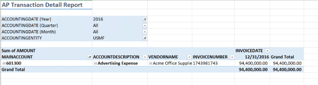 Détail de la transaction dans la comptabilité fournisseur