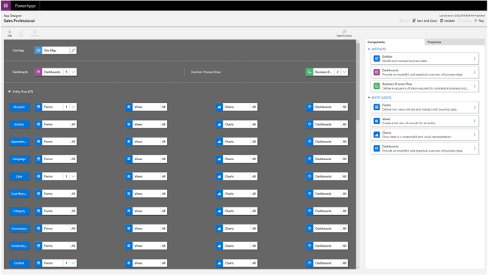 Application Sales Professional dans le concepteur d’application.