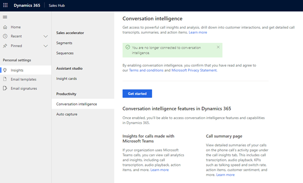 Intelligence de conversation pour démarrer pour les directeurs des ventes