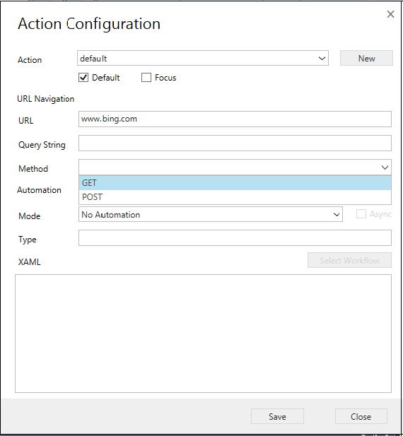 Configuration des actions dans HAT.