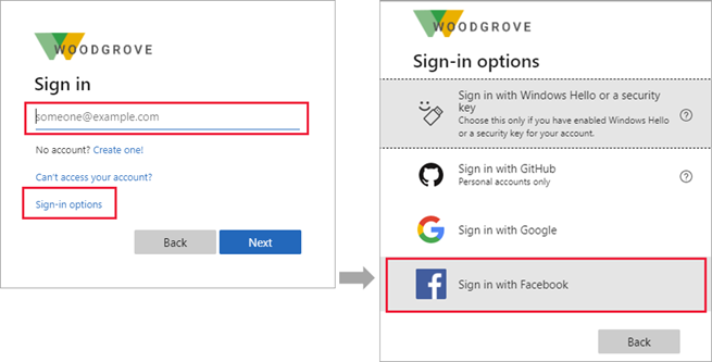 Options de connexion pour les utilisateurs Facebook