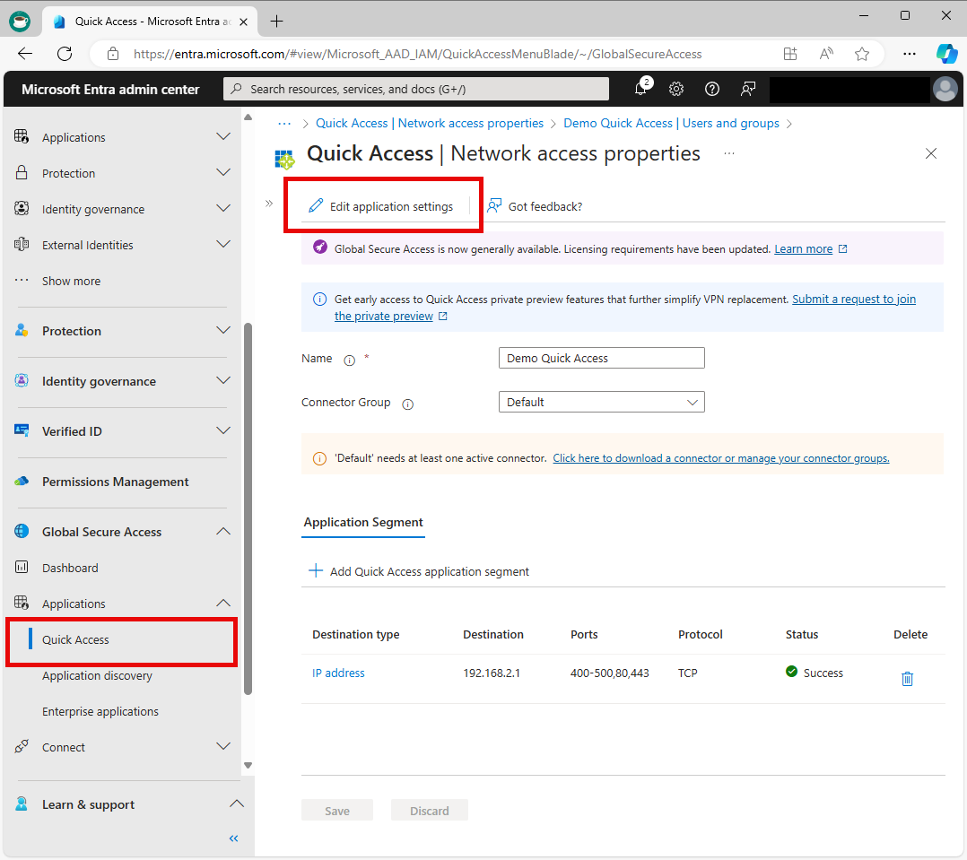 Capture d’écran de la modification des paramètres d’application.