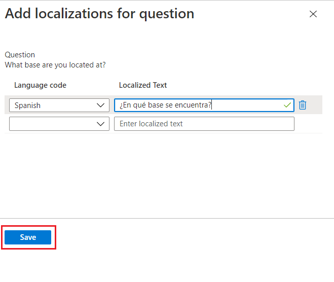 Package d’accès – Stratégie – Configuration du texte localisé