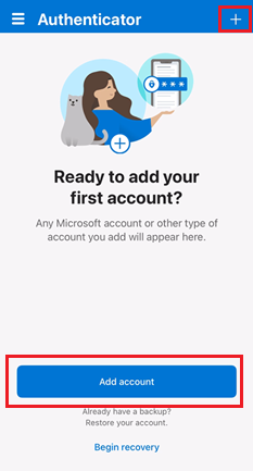 Capture d’écran montrant comment s’inscrire dans Microsoft Authenticator pour les appareils iOS.