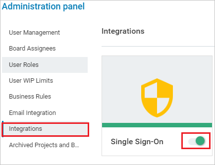 Capture d’écran montrant le volet Administration avec l’option Integrations sélectionnée.