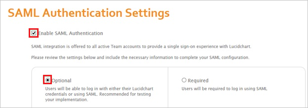 SAML Authentication Settings