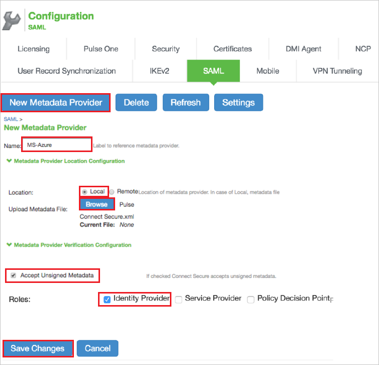 Pulse Connect Secure configuration