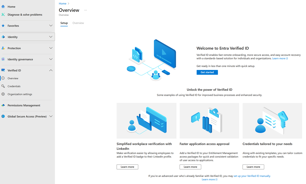 Capture d’écran montrant comment configurer Justificatifs vérifiables.