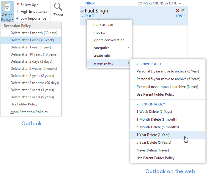 Balises personnelles dans Outlook et Outlook sur le web.