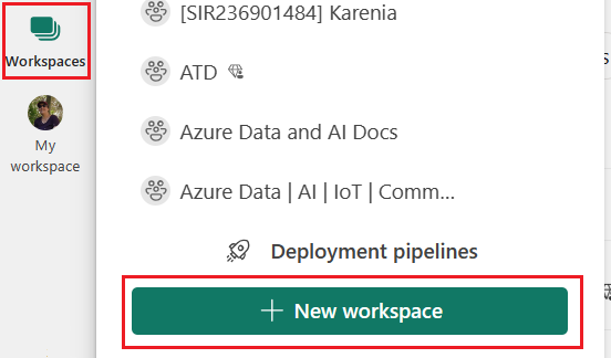 Capture d’écran de l’interface de sélection des espaces de travail.