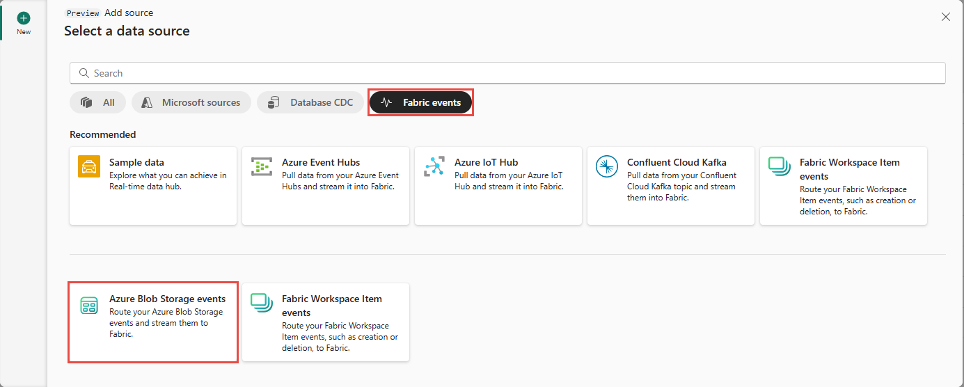 Capture d’écran montrant la page Obtenir des événements avec les événements Stockage Blob Azure sélectionnés.