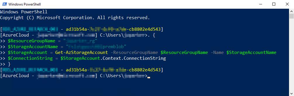 powershell obtenir chaîne de connexion