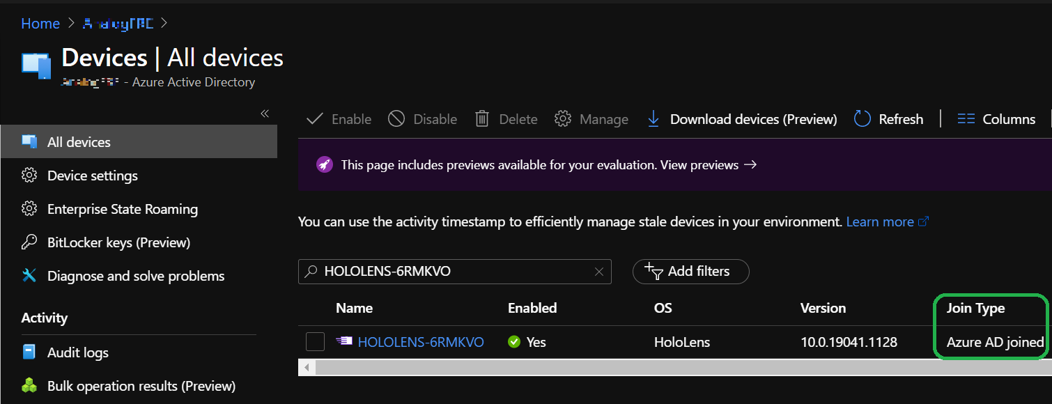 Vérifiez le type de jointure dans l’ID de Microsoft Entra.