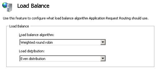 Capture d’écran de l’algorithme d’équilibrage de charge défini sur Le tourniquet pondéré et la distribution de charge définie sur Même distribution.