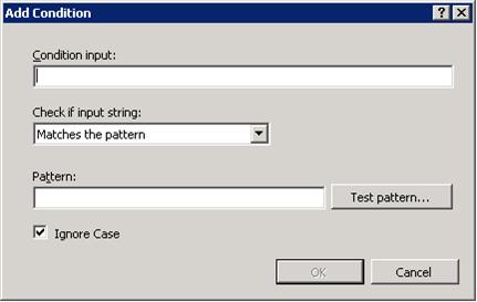 Capture d’écran d’une boîte de dialogue Ajouter des conditions vide.