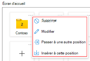 Capture d’écran montrant comment déplacer vos applications et dossiers vers différents emplacements sur des appareils Android Enterprise dédiés s’exécutant en mode multiapplication dans Microsoft Intune.