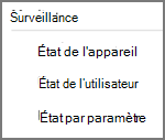 Voir les différentes options de supervision disponibles pour un profil de base de référence de la sécurité