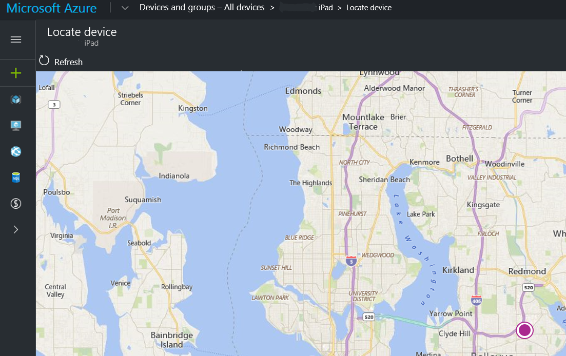 Capture d’écran de localisation de l’appareil à l’aide d’Intune dans Azure