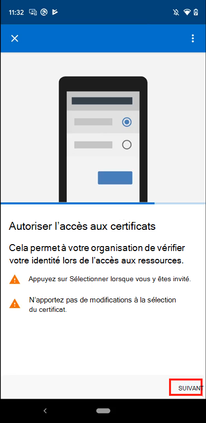 Capture d’écran de l’invite « Les certificats sont prêts »