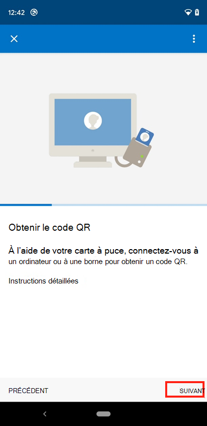 Exemple de capture d’écran de l’écran Obtenir le code QR du portail d’entreprise.