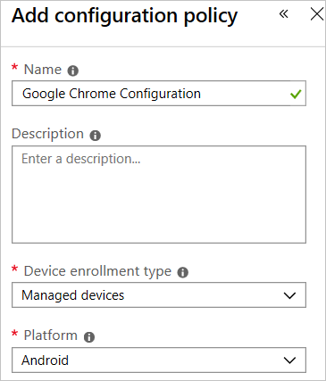 Ajouter une stratégie de configuration Google Chrome