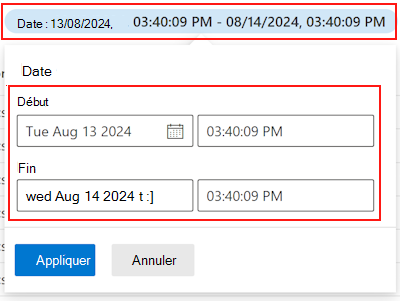 Filtrez les journaux d’audit par date dans Microsoft Intune et le Centre d’administration Intune.