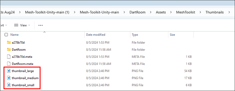 Capture d’écran de l’outil Mesh Uploader élargi afin que l’utilisateur puisse mieux voir les options miniatures.