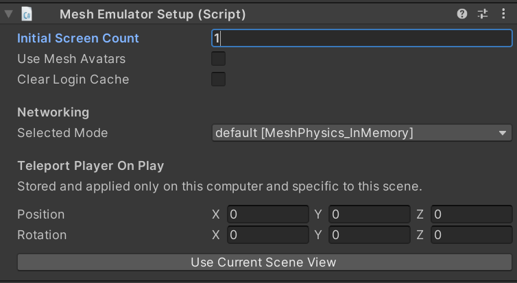 Capture d’écran du préfab du programme d’installation de l’émulateur Mesh sans chargement ajouté à la hiérarchie.