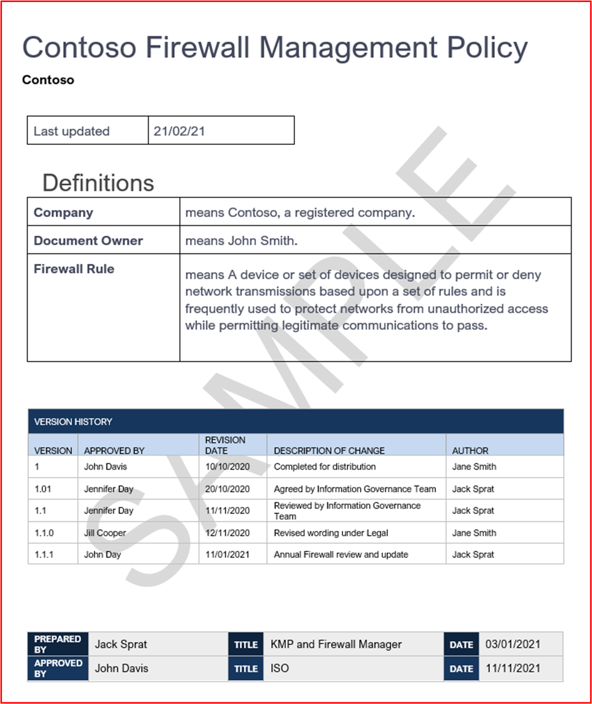 exemple du type de document de stratégie de pare-feu dont nous avons besoin