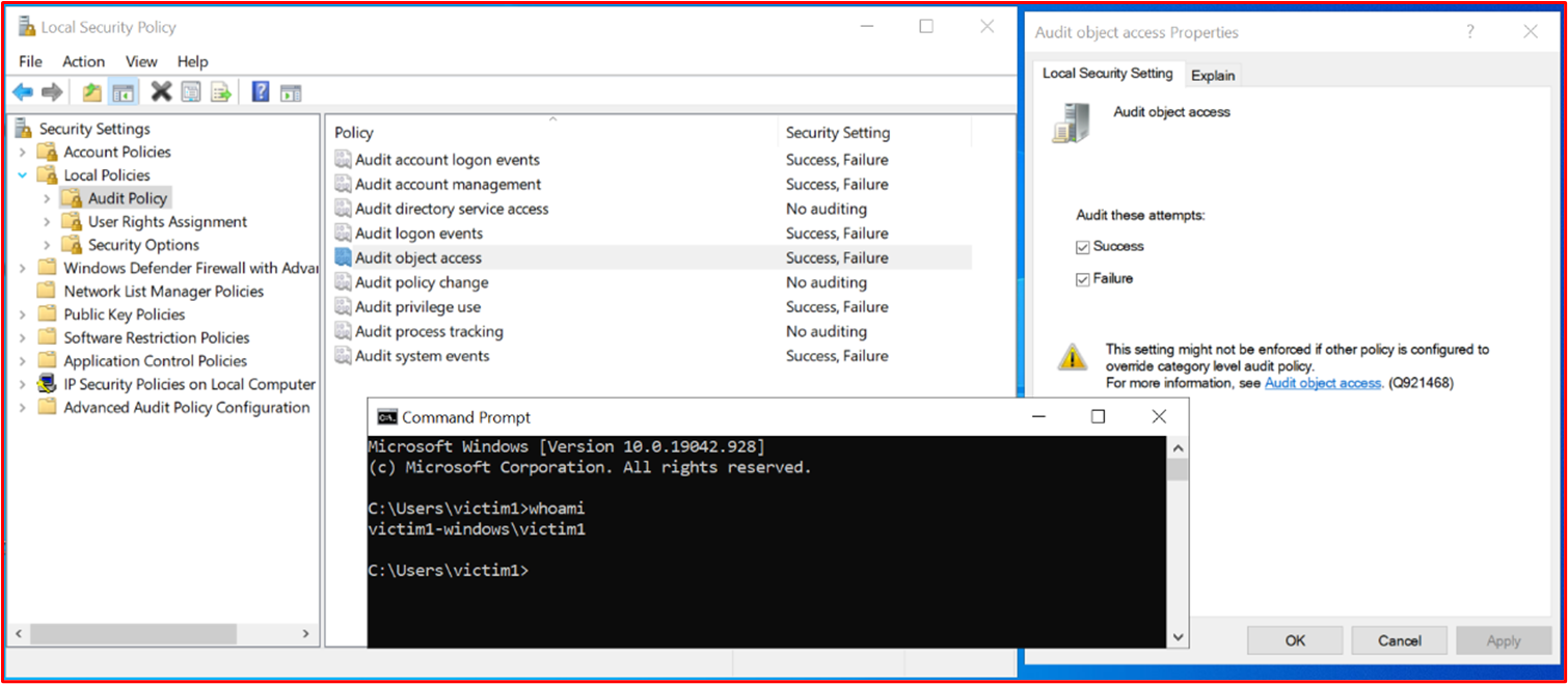 La capture d’écran suivante montre les paramètres de configuration de l’un des appareils échantillonné appelé « VICTIM1-WINDOWS ».