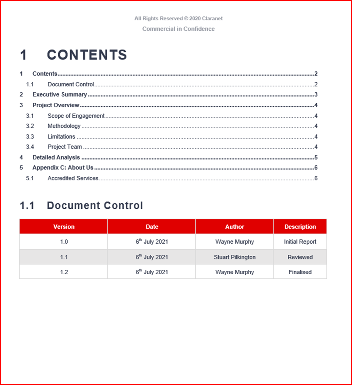 Capture d’écran montrant un extrait du rapport de réponse aux incidents généré par Claranet pour Contoso2