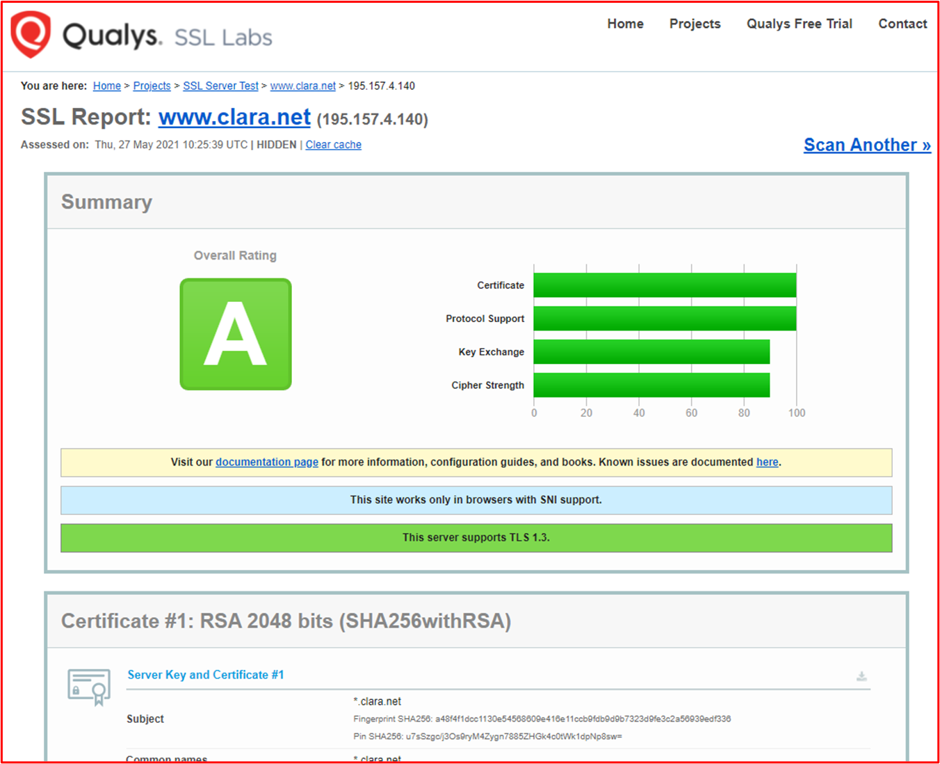 Capture d’écran montrant les résultats de l’écouteur webclaranet2