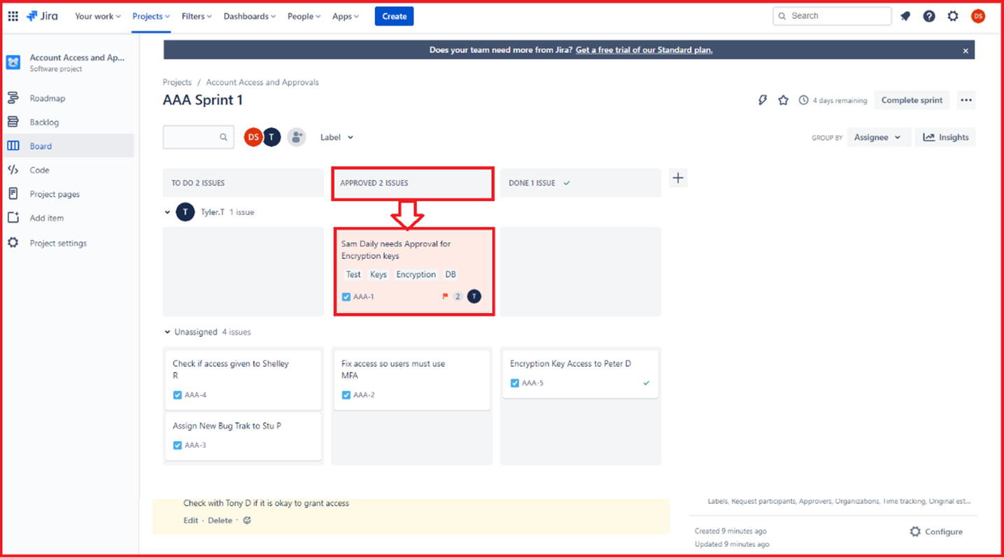 Capture d’écran montrant un workflow dans Jira