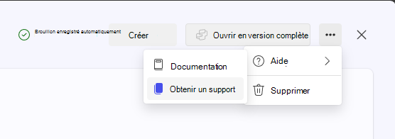 Rechercher les détails du support dans le générateur d’agents