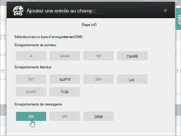 Type d’enregistrement MX OVH.